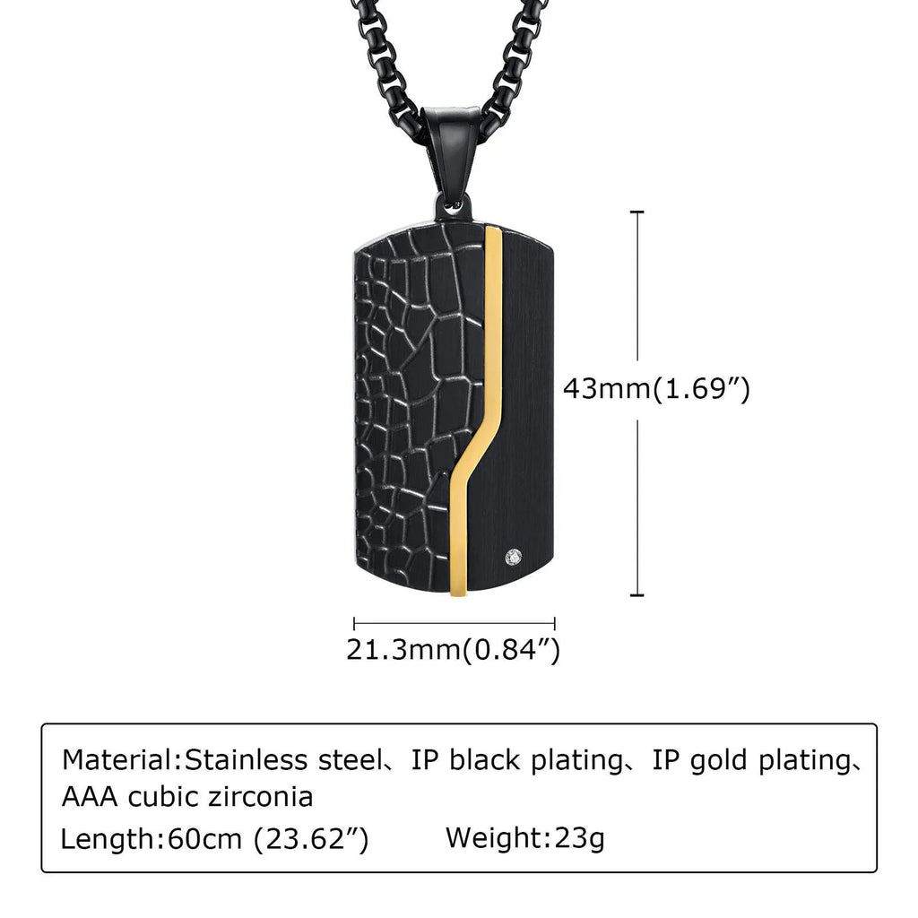 Leather Finish Gold Black 316L Stainless Steel Dog Tag Customized Personalised Laser Engraved Pendant Chain for Men