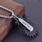 Dual Black Moving Wheel 316L Stainless Steel Customized Personalised Laser Engraved Pendant Chain for Men