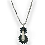 Dual Black Moving Wheel 316L Stainless Steel Customized Personalised Laser Engraved Pendant Chain for Men