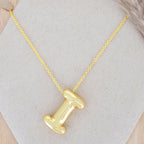 A Party Balloon Bubble Puffed Initial Alphabet Letter 18K Glossy Gold Anti Tarnish Pendant Chain