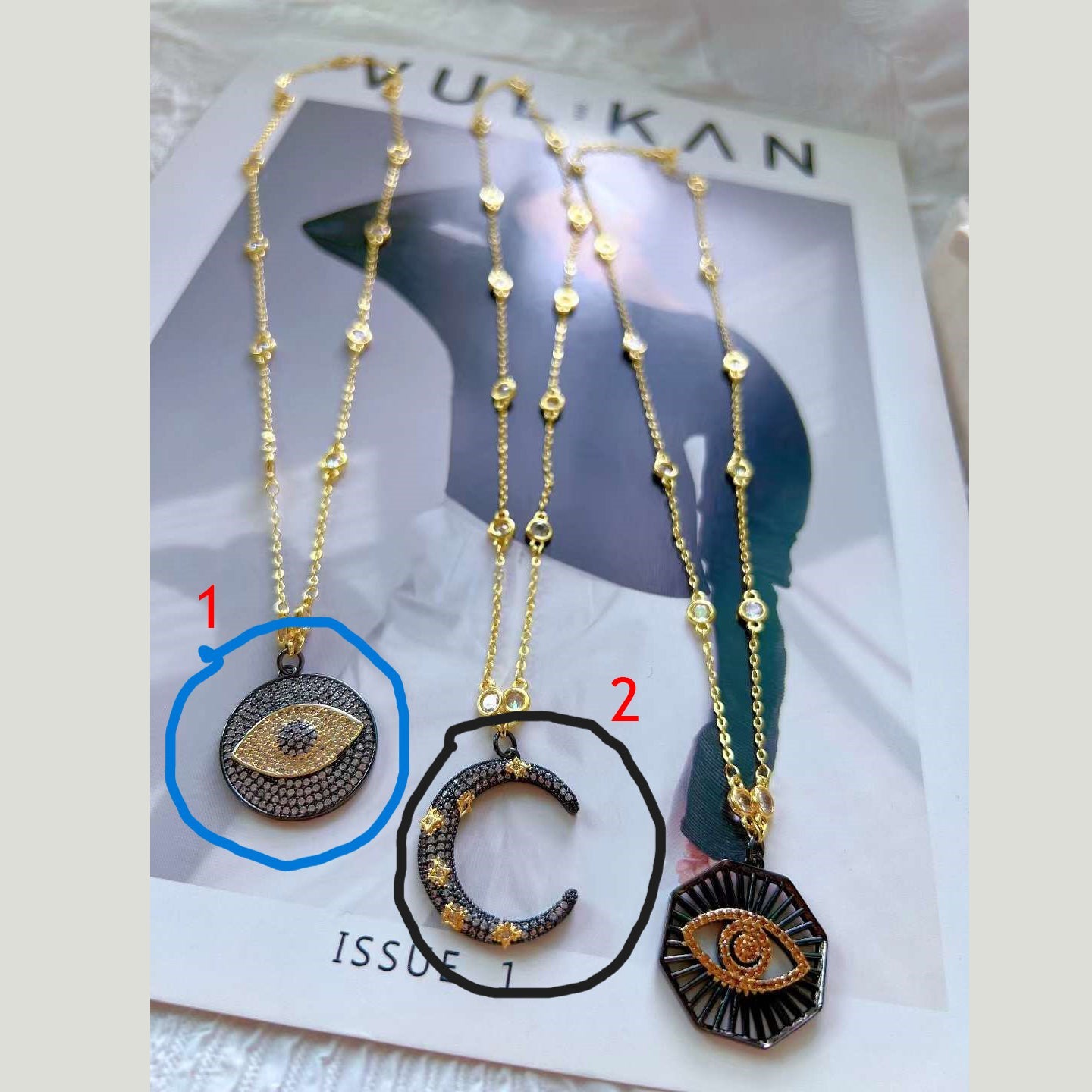 Black Horse Shoe CZ 18K Gold Anti Tarnish Pendant Chain Bulk Secondary image