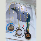 Black Evil Eye Medallion CZ 18K Gold Anti Tarnish Pendant Chain Bulk