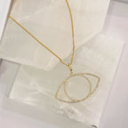Large Evil Eye Cubic Zirconia 18K Gold Anti Tarnish Pendant Chain Bulk