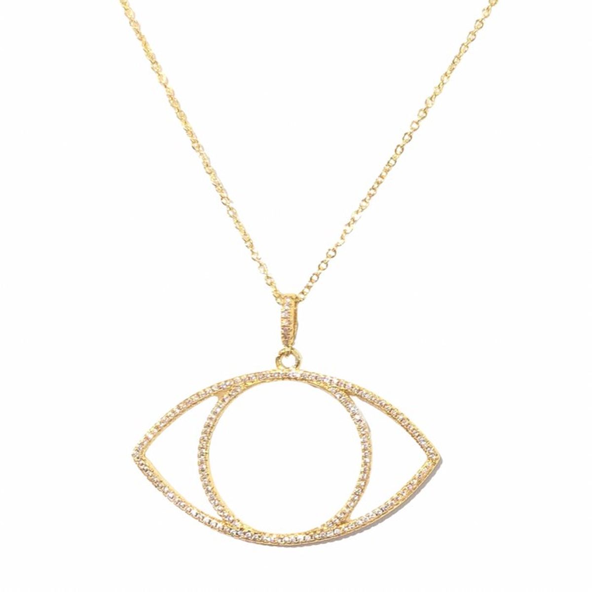 Large Evil Eye Cubic Zirconia 18K Gold Anti Tarnish Pendant Chain Bulk Secondary image