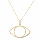 Large Evil Eye Cubic Zirconia 18K Gold Anti Tarnish Pendant Chain Bulk
