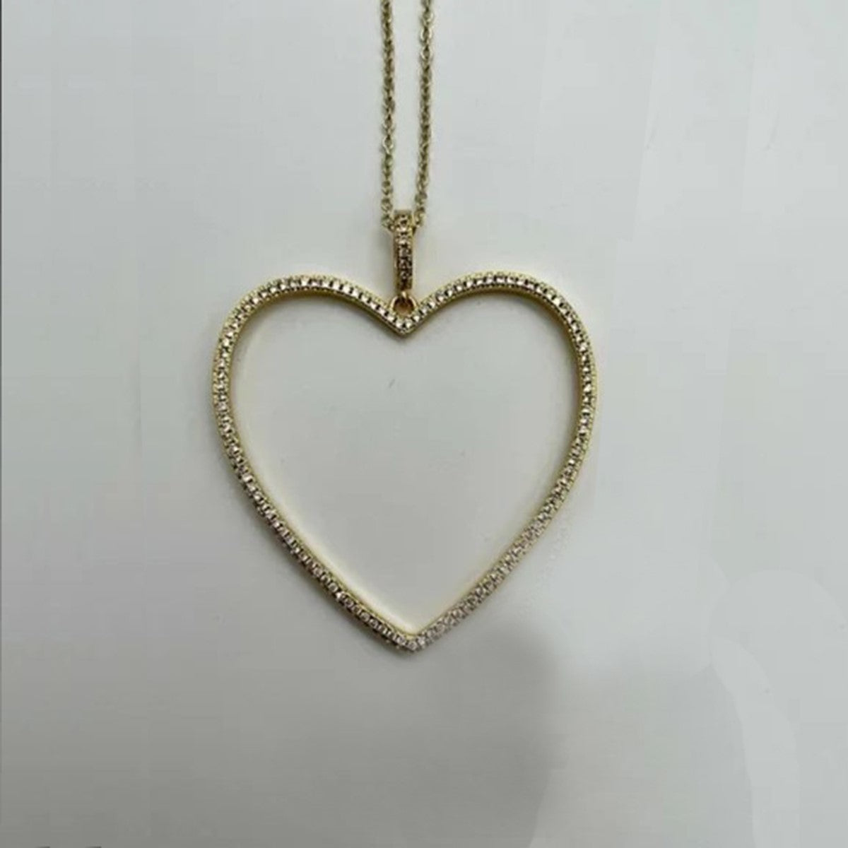 Large Heart Love CZ 18K Gold Anti Tarnish Pendant Chain Bulk Main image