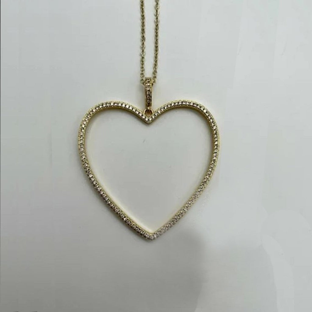 Large Heart Love CZ 18K Gold Anti Tarnish Pendant Chain Bulk