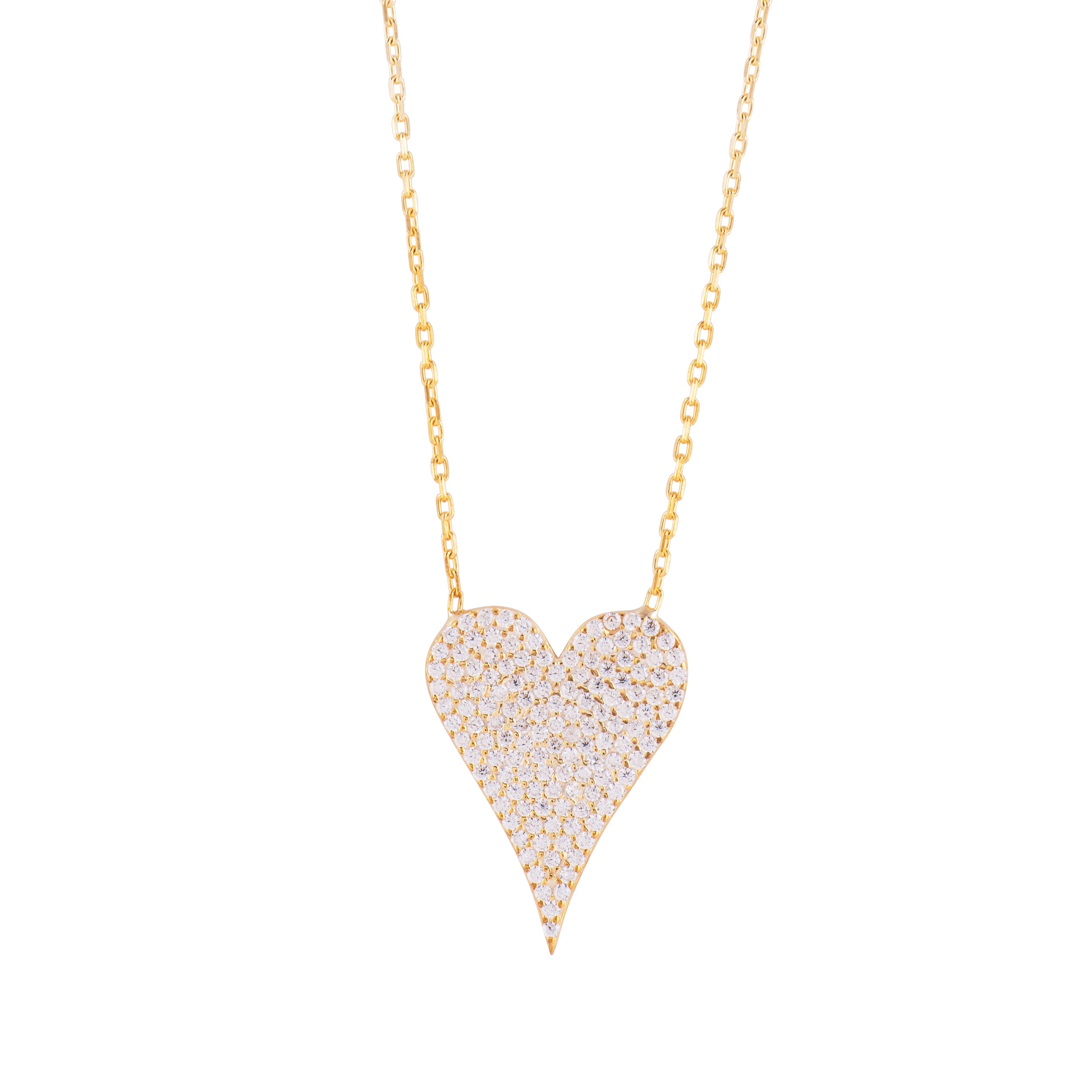 Pointy Heart Love CZ 18K Gold Anti Tarnish Pendant Chain Bulk Main image