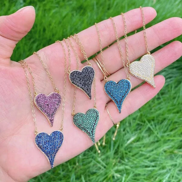 Pointy Heart Love CZ 18K Gold Anti Tarnish Pendant Chain Bulk Secondary image