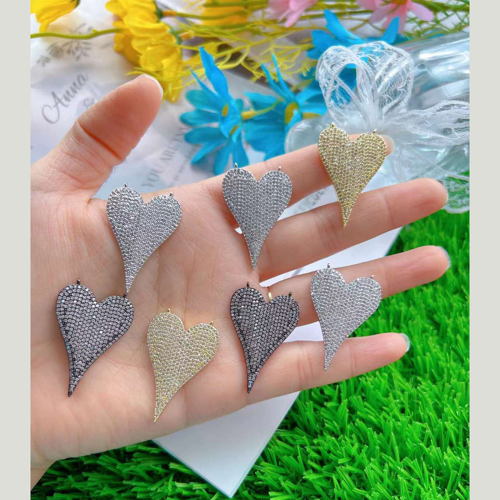 Pointy Heart Love CZ 18K Gold Anti Tarnish Pendant Chain Bulk