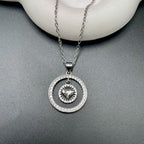 Heart Cubic Zirconia Silver Anti Tarnish Necklace Pendant Chain Bulk