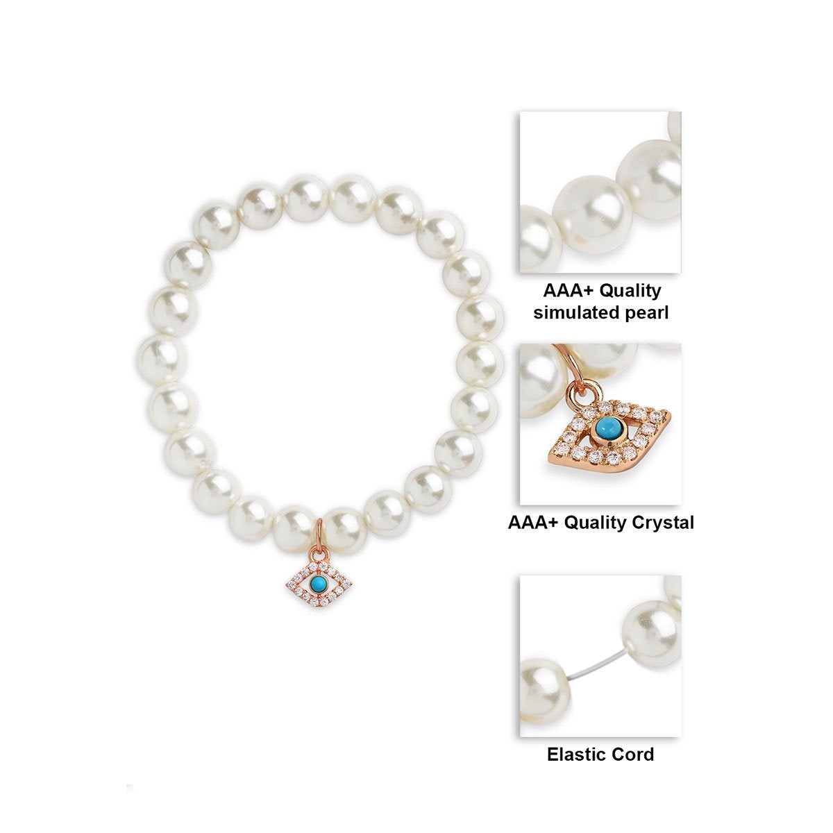 Brass 18K Evil Eye Charm Embellishment Bracelet For Women Bulk