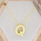 A Party Balloon Bubble Puffed Initial Alphabet Letter 18K Glossy Gold Anti Tarnish Pendant Chain