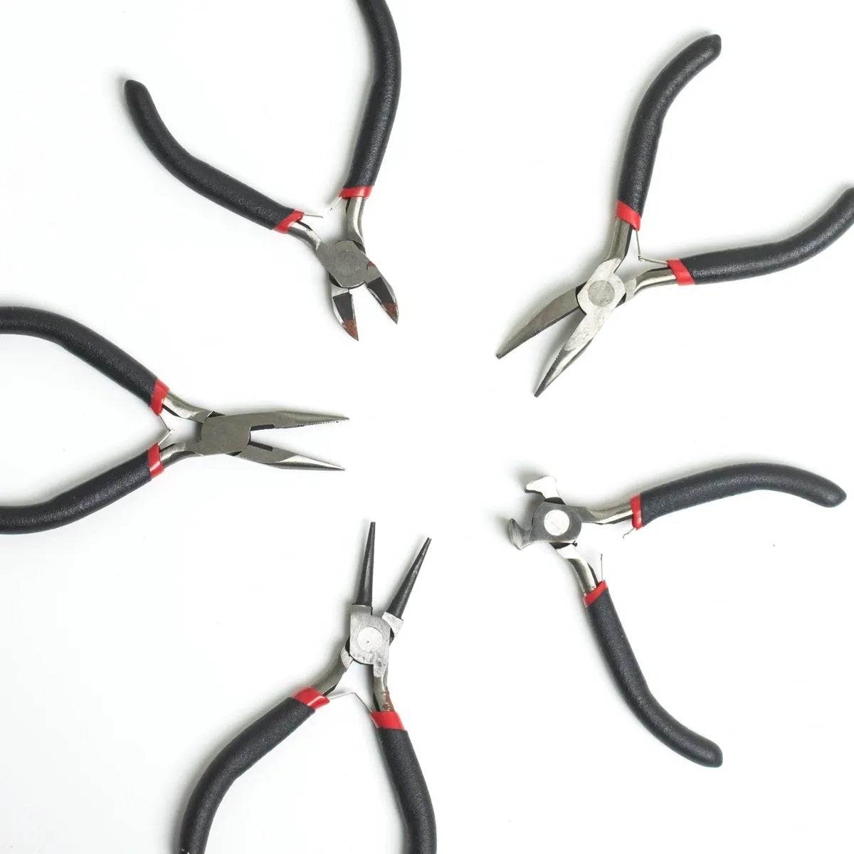 Black Pliers Set Of 5 Needle Nose Bent Nose End Cutting Round Nose Combination Plier Jewellery Making Tools Main image