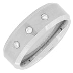 Stylish CZ In Tungsten Rhodium Wedding Band Ring Boys Bulk