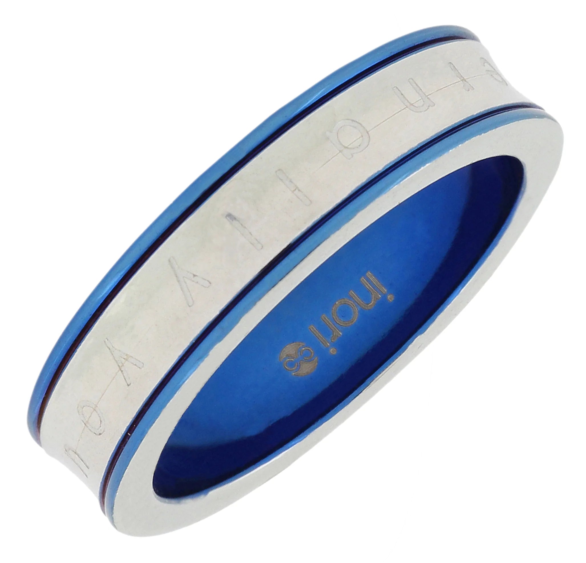 Neon Blue Eternally Yours Tungsten Silver Wedding Band Ring Boys Bulk