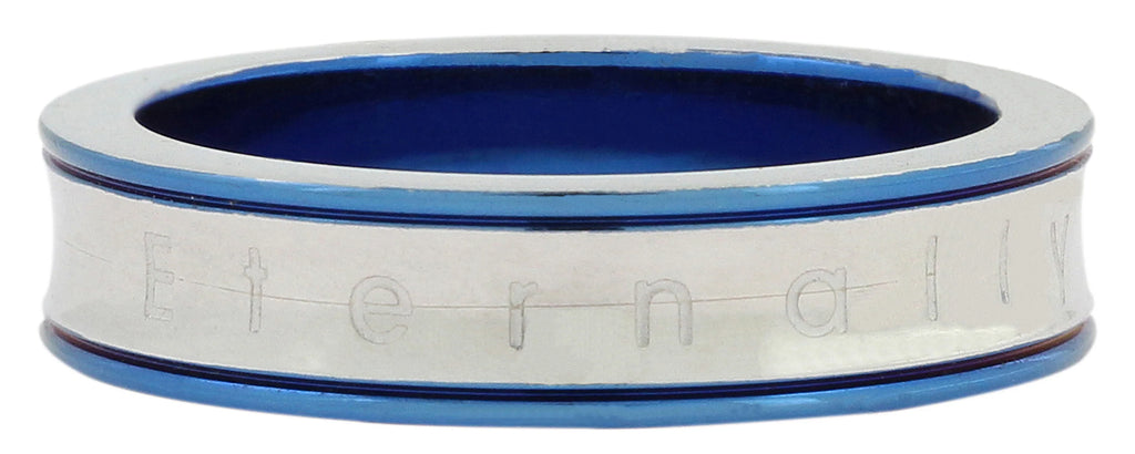 Neon Blue Eternally Yours Tungsten Silver Wedding Band Ring Boys Bulk