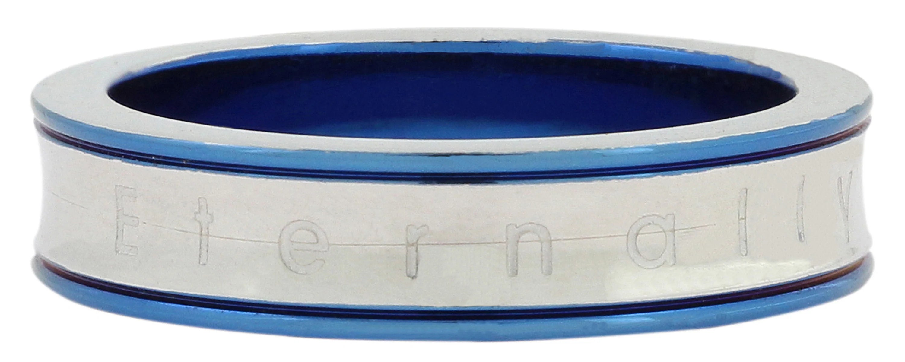 Neon Blue Eternally Yours Tungsten Silver Wedding Band Ring Boys Bulk