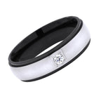 Surgical Stainless Steel Black Silver CZ Wedding Band Ring Boys Bulk