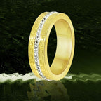 Stylish Stainless Steel 18K Gold CZ Engagement Band Ring Bulk