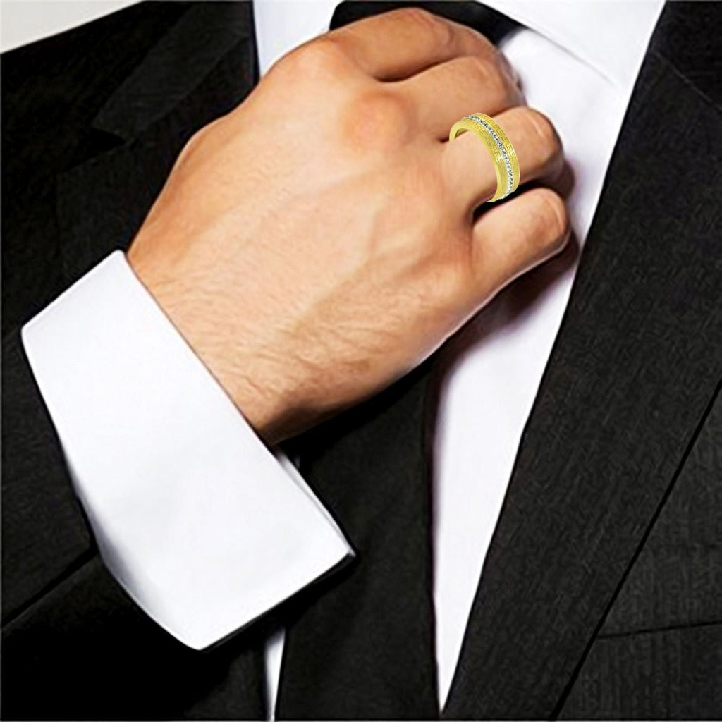 Stylish Stainless Steel 18K Gold CZ Engagement Band Ring Bulk
