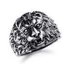 Stylish Gothic Punk Biker Antique Retro Vintage Oxidise Silver Stainless Steel Tiger Lion Head Ring