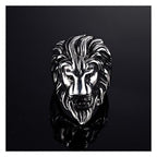 Biker Vintage Oxidise Silver Stainless Steel Lion Head Ring Bulk