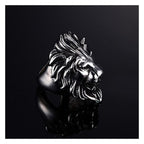 Biker Vintage Oxidise Silver Stainless Steel Lion Head Ring Bulk