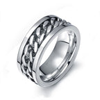 Rotatable Fidget Spinner Curb Chain Stainless Steel Eternity Swivel Band Ring