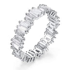 Stylish Baguette Cubic Zirconia Silver Band Ring For Women Gift Bulk