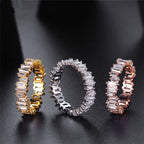 Stylish Baguette Cubic Zirconia Silver Band Ring For Women Gift Bulk