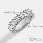 Stylish Baguette Cubic Zirconia Silver Band Ring Women Gift Bulk
