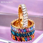 Stylish Baguette Cubic Zirconia Silver Band Ring Women Gift Bulk