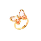 Butterfly Stylish Daily Party Gold Crystal Ring Free Size Women Bulk