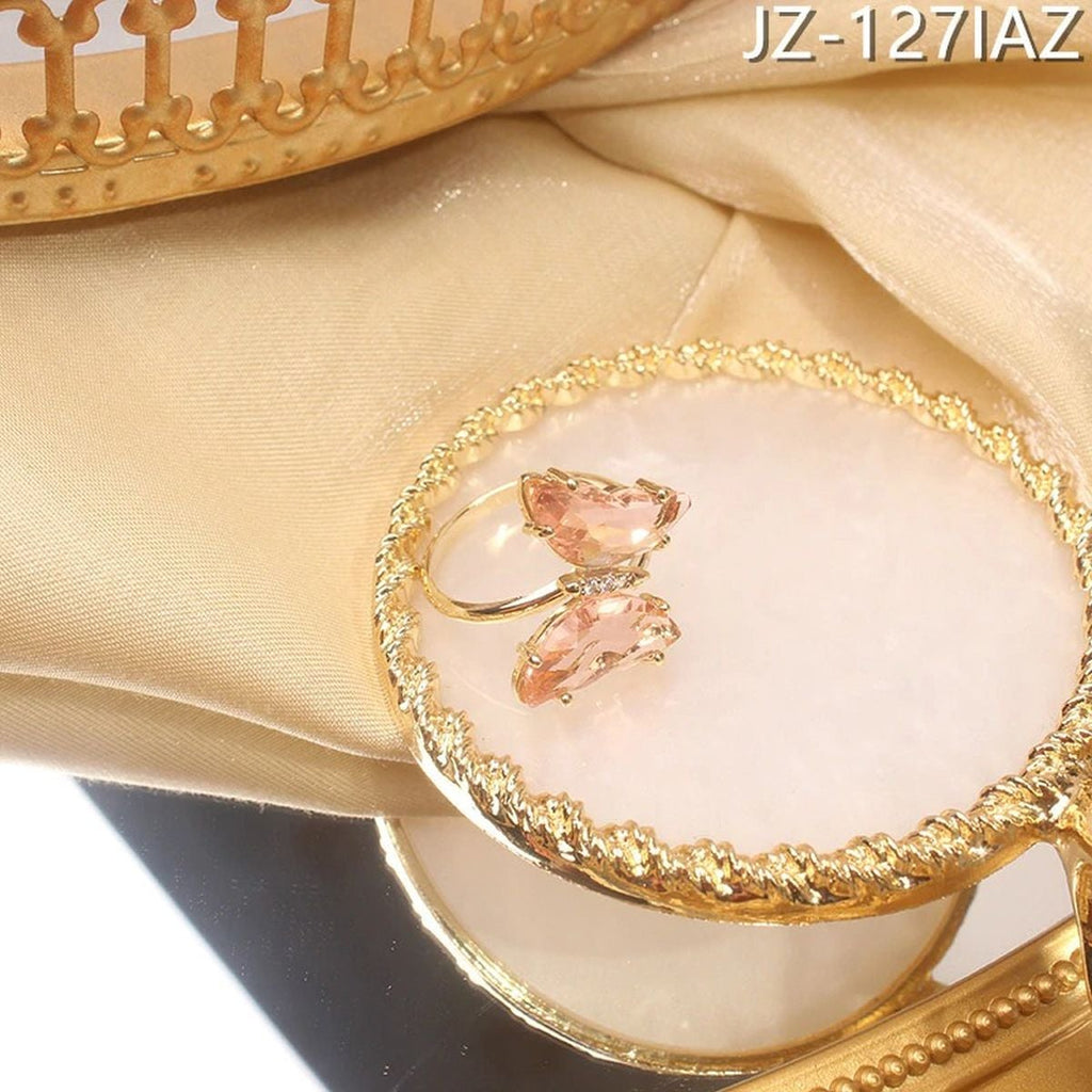 Butterfly Stylish Daily Party Gold Crystal Ring Free Size Women Bulk