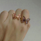 Butterfly Stylish Daily Party Gold Crystal Ring Free Size Women Bulk