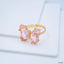 Butterfly Stylish Daily Party Gold Crystal Ring Free Size Women Bulk