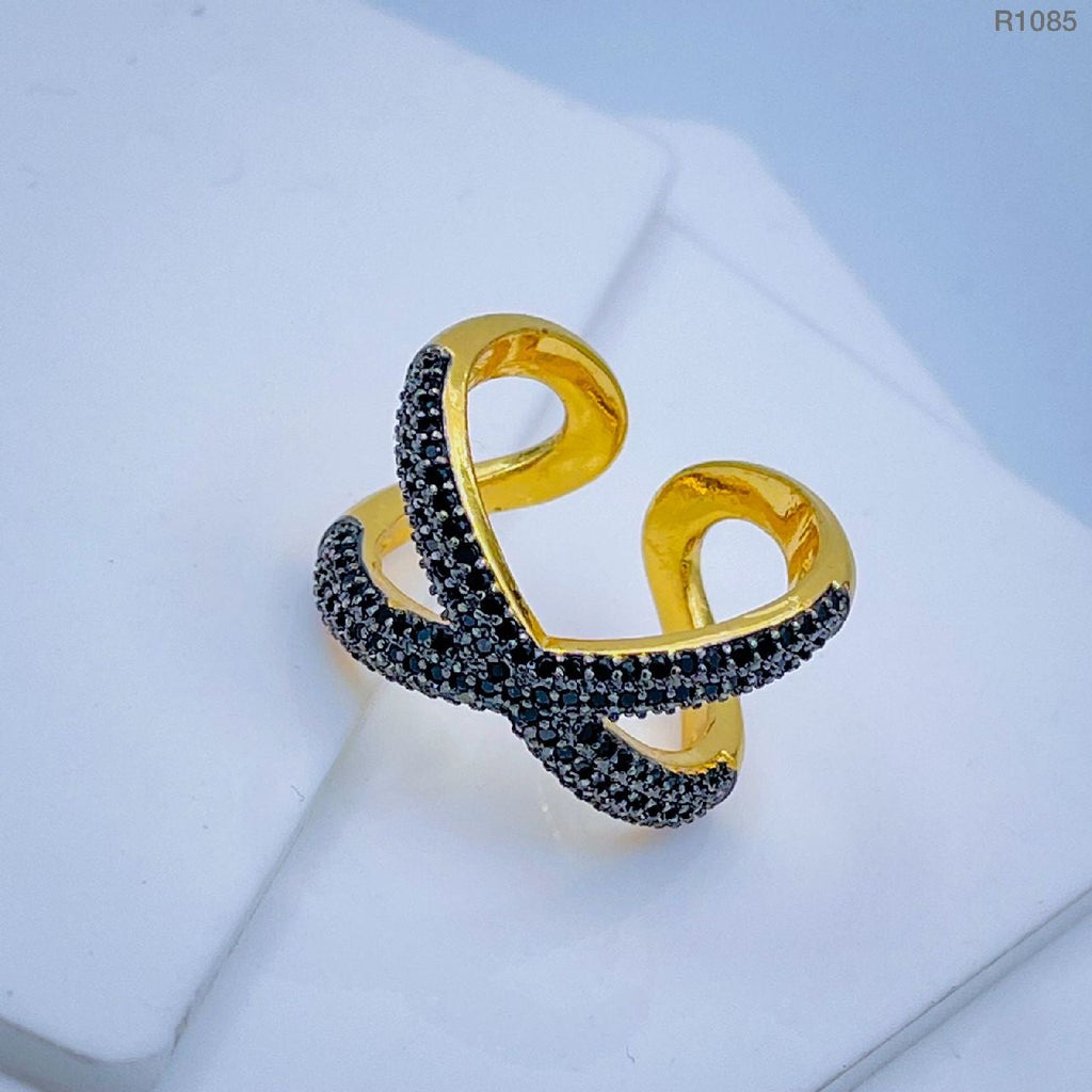 Stylish Cross Black Spinal Gold Adjustable Band Ring Gift Bulk