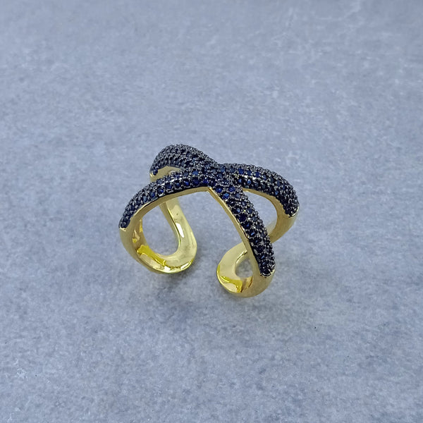 Stylish Cross Black Spinal Gold Adjustable Band Ring Gift Bulk Secondary image