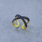 Stylish Cross Black Spinal Gold Adjustable Band Ring Gift Bulk