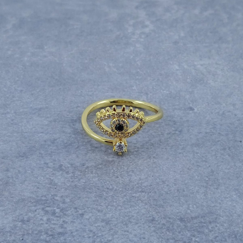 Evil Eye Black Gold CZ Adjustable Free Size Band Ring Gift Bulk