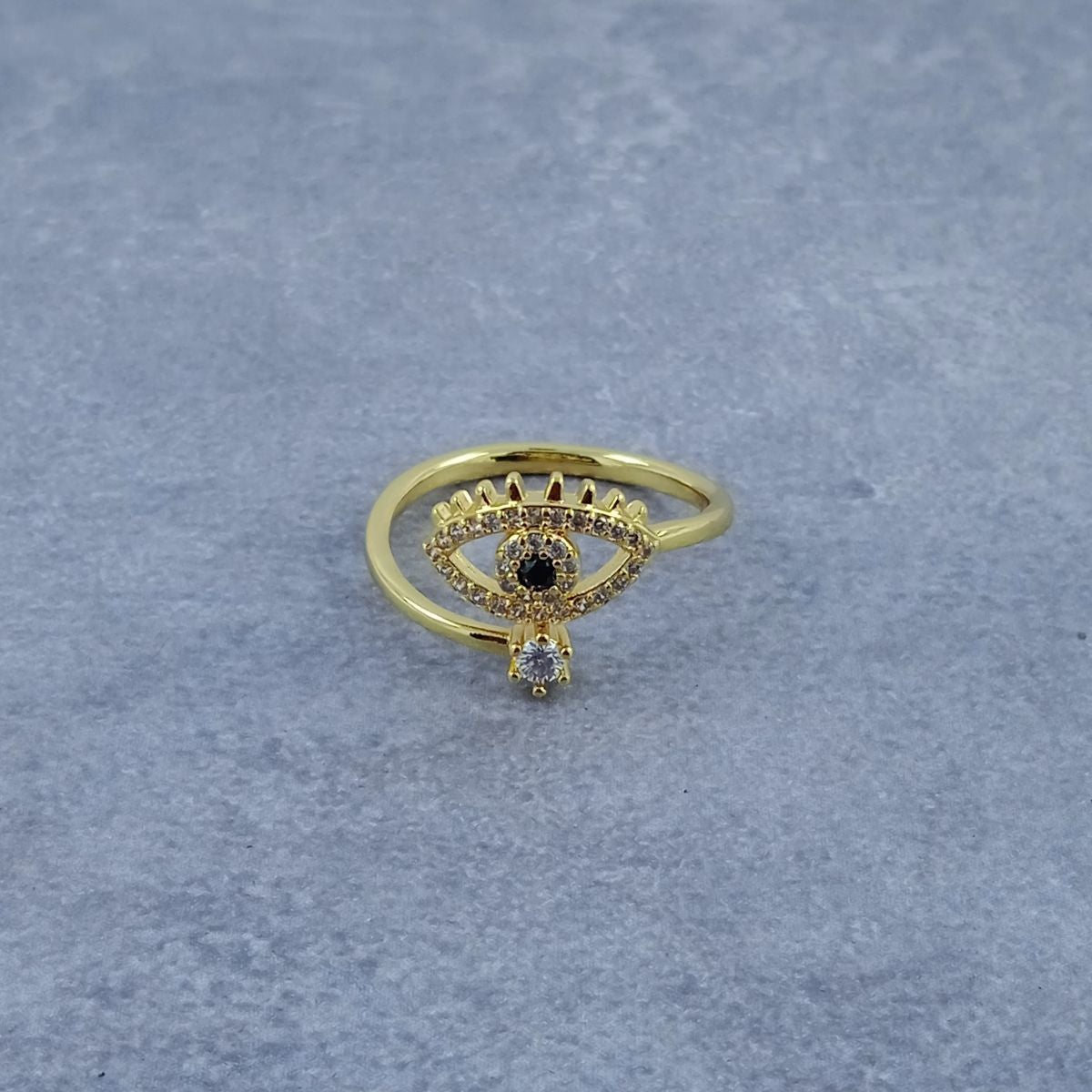 Evil Eye Black Gold CZ Adjustable Free Size Band Ring Gift Bulk