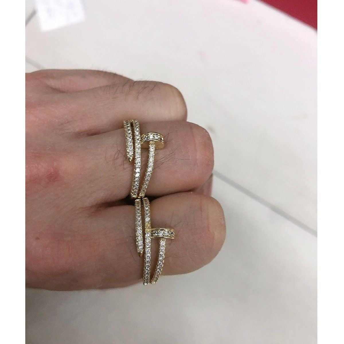 Gold Cubic Zirconia Adjustable Free Size Band Ring Women Gift Bulk