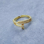 Gold Cubic Zirconia Adjustable Free Size Band Ring Women Gift Bulk