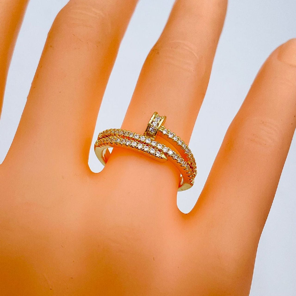 Gold Cubic Zirconia Adjustable Free Size Band Ring Women Gift Bulk