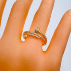 Gold Cubic Zirconia Adjustable Free Size Band Ring Women Gift Bulk
