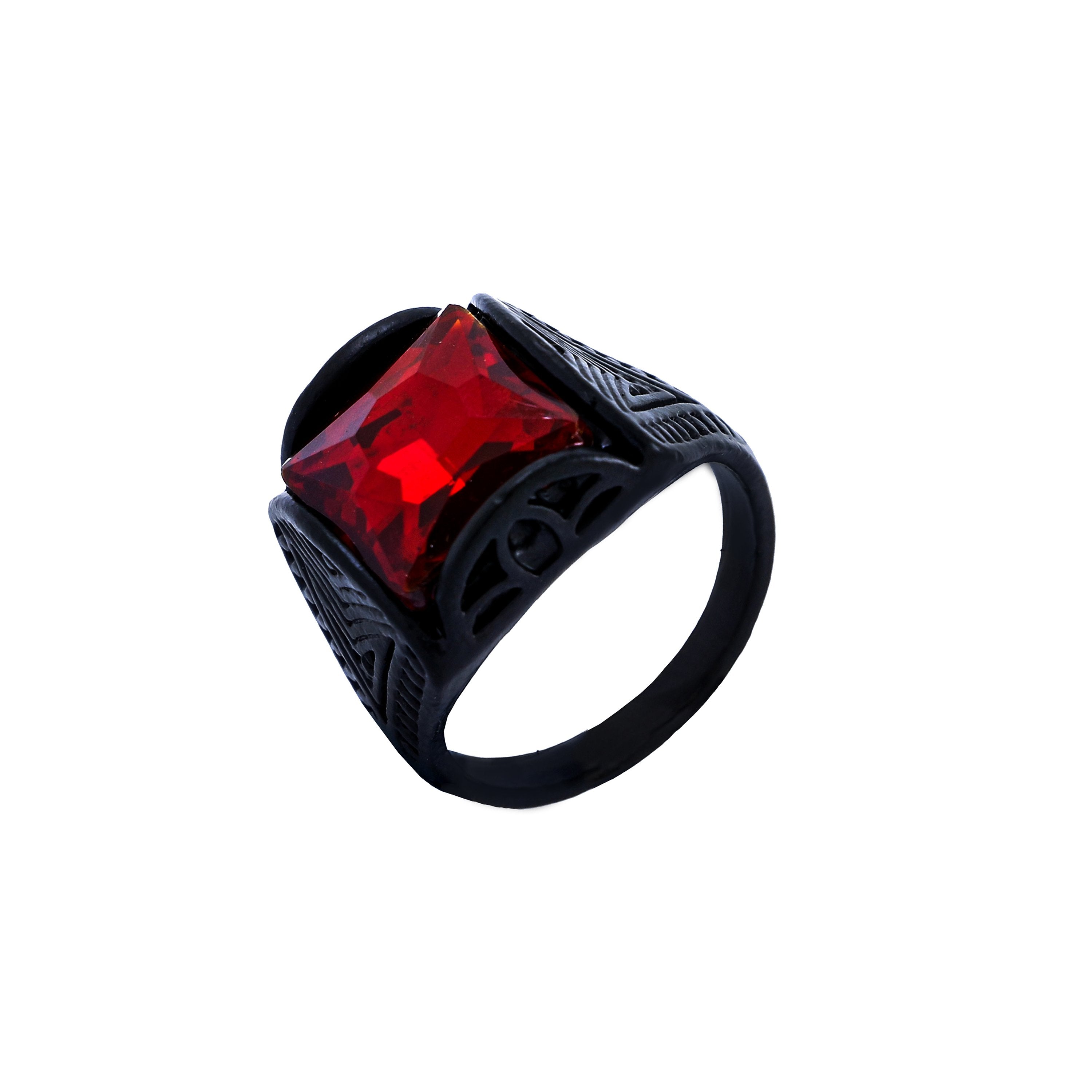 Square Black Red Ruby Crystal Band Ring Women Gift Bulk