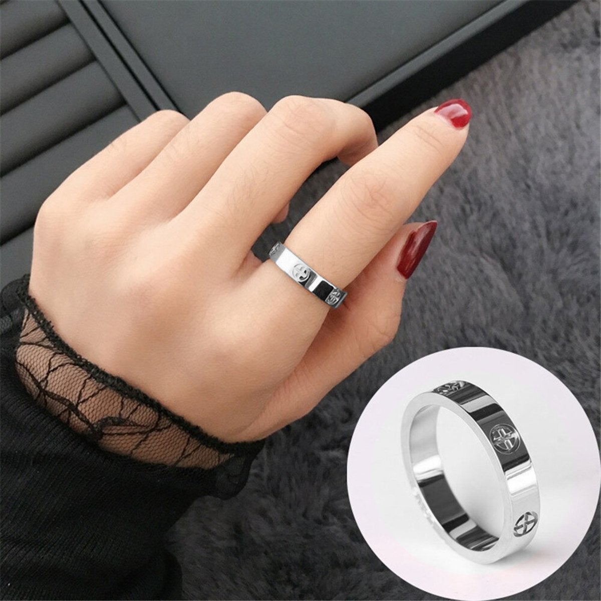 Silver Stainless Steel Band Ring Women Gift Bulk