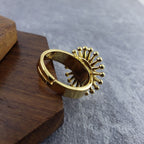 Flower Evil Eye White Enamel Gold Adjustable Band Ring Gift Bulk