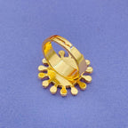 Flower Round Evil Eye Blue Enamel Gold Adjustable Band Ring Gift Bulk